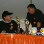Brent Burris and Duwayne Phillips dicussing, well, CHILI no doubt!  Brent ran the Cookoff this year and Duwayne was the founder of the Haunted Chili Cookoff in 2004.